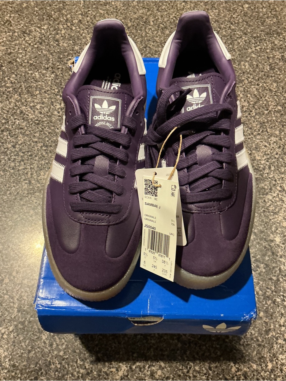 adidas Sambae JS0040 Youth 6 women’s 7 - Purple/White Fashion Sneakers